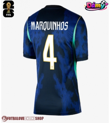 Brazílie Marquinhos #4 Venkovní Dres pro Dámy MS 2026 Krátkým Rukávem
